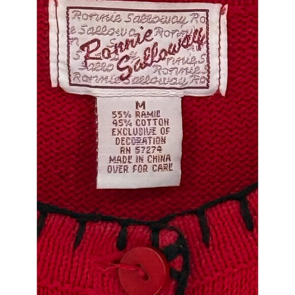 Ronnie Salloway Womens Red Knit Cardigan Zebra Pattern M - Picture 7 of 8